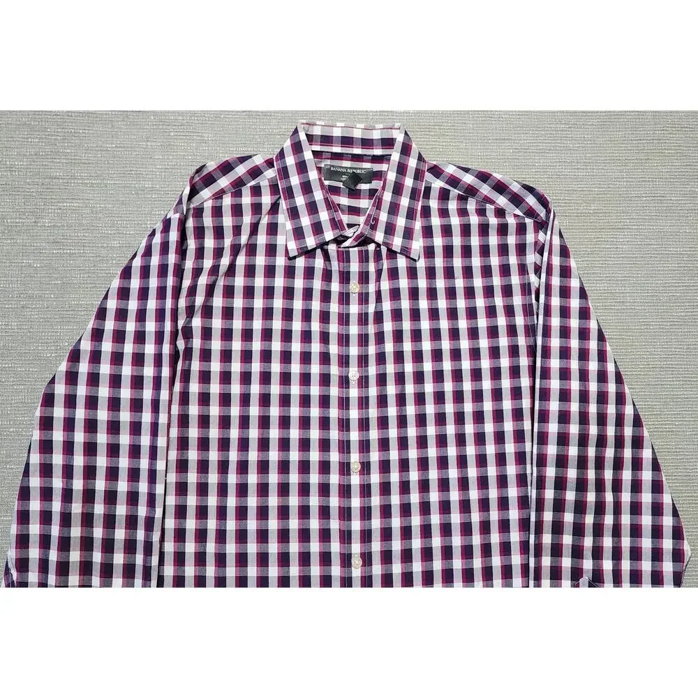 Banana Republic Plaid Button Down Shirt Mens L Non Iron‎ Classic Fit